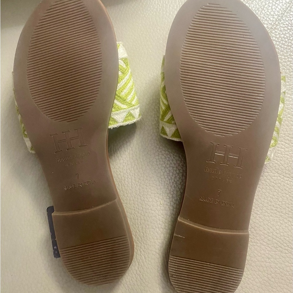 Haute Hippie Green Embroidered Sandals 7 - Picture 3 of 3
